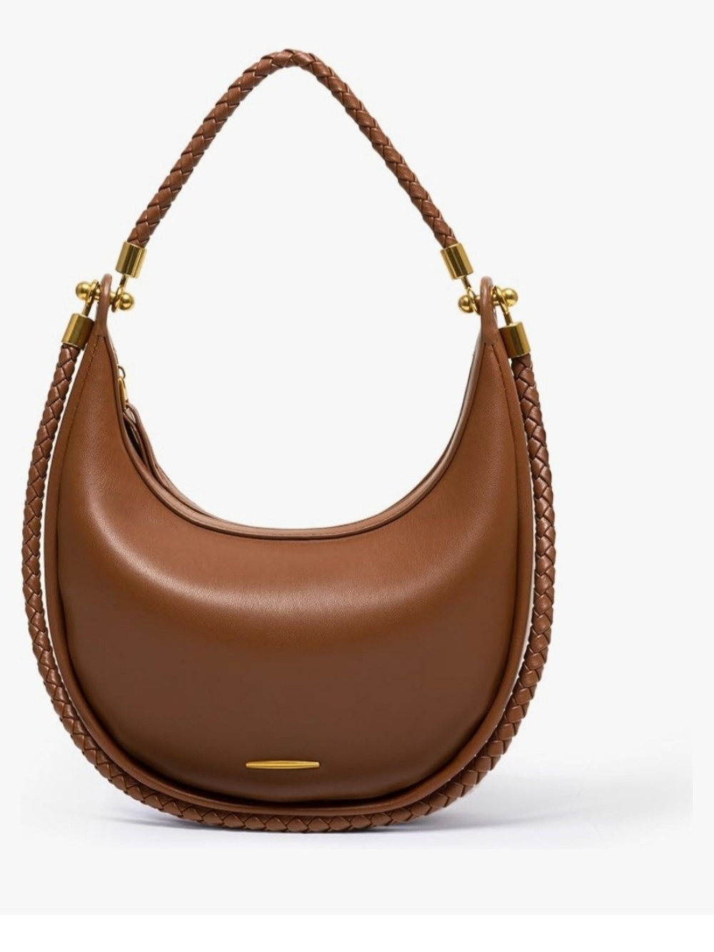 Brown Leather Crescent Hobo Bag - Elegant Women's Shoulder Bag